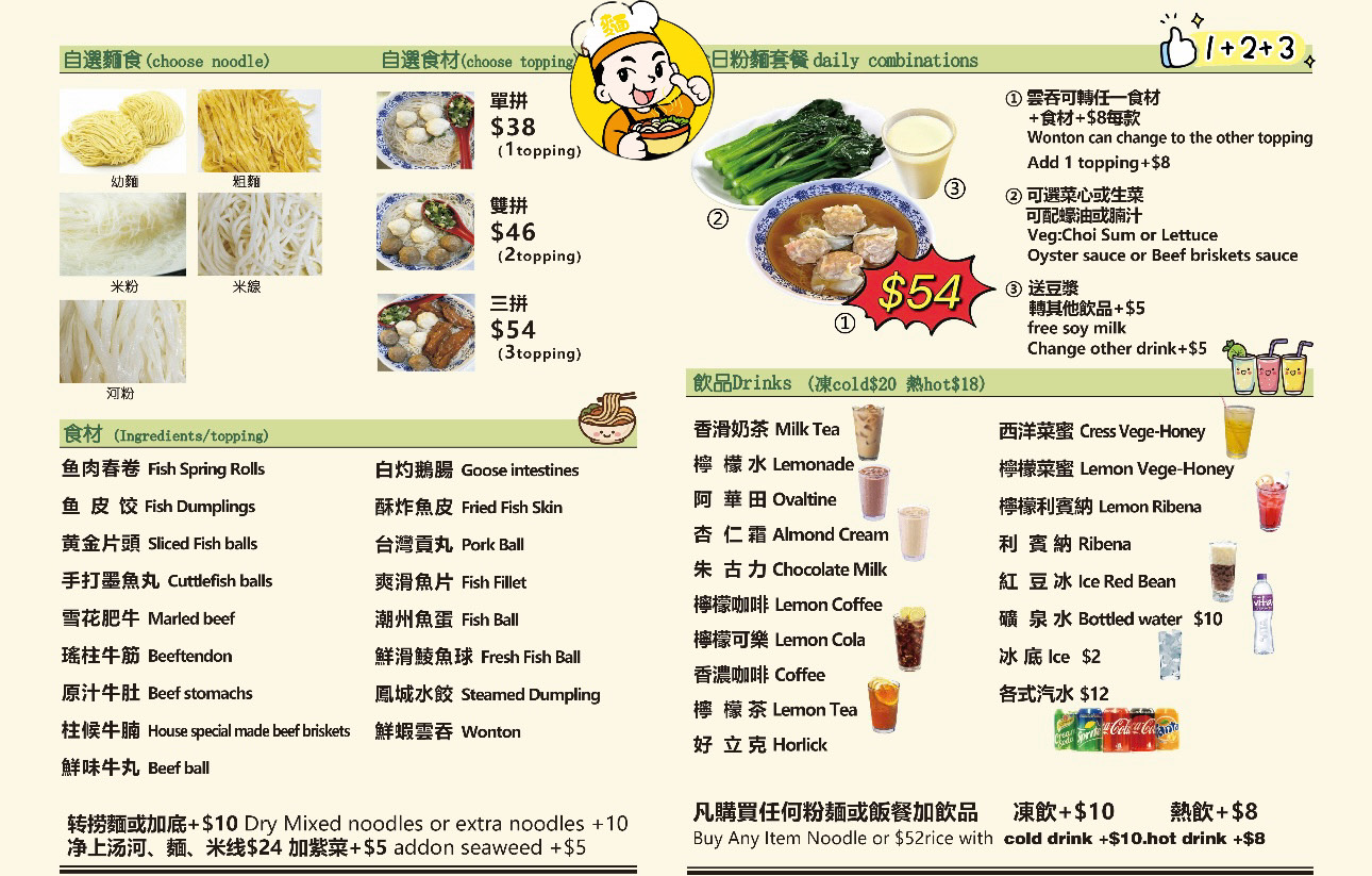 肥仔記麵家餐牌
